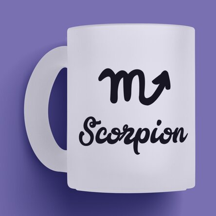 Cană sticlă mată zodiac personalizată cu poză și text - Scorpion