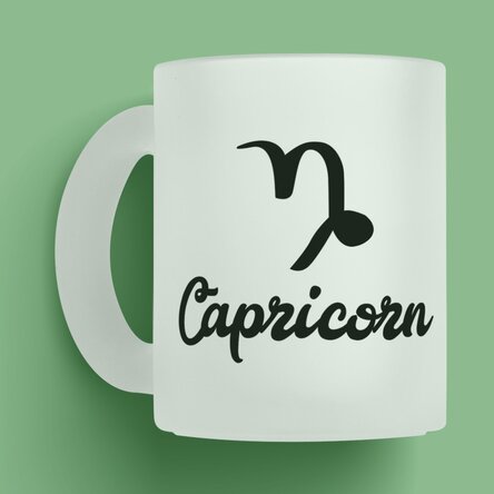 Cană sticlă mată zodiac personalizată cu text - Capricorn 