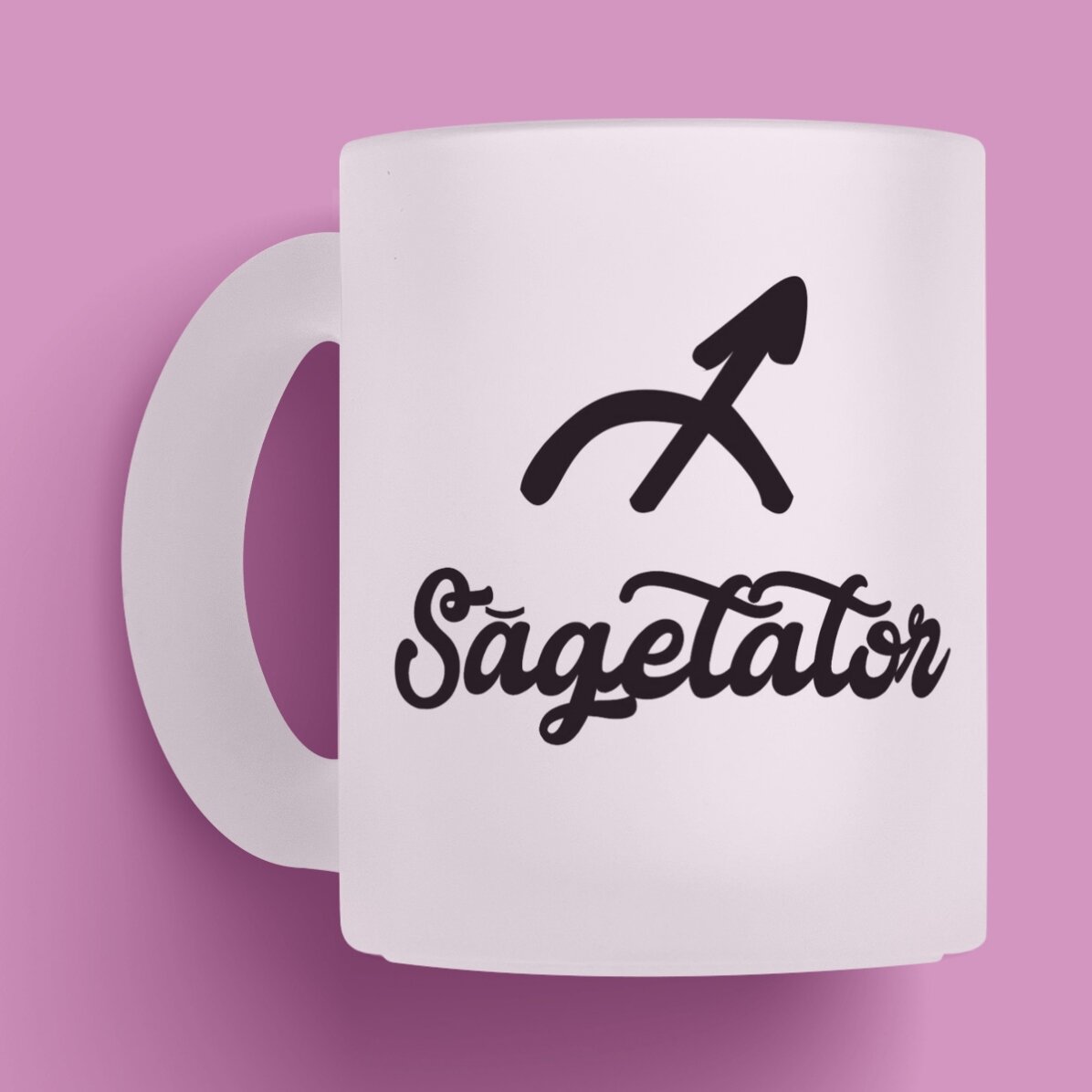 Cană sticlă mată zodiac personalizată cu text - Săgetător