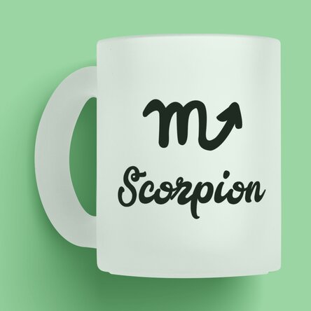 Cană sticlă mată zodiac personalizată cu text - Scorpion 