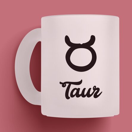 Cană sticlă mată zodiac personalizată cu text - Taur