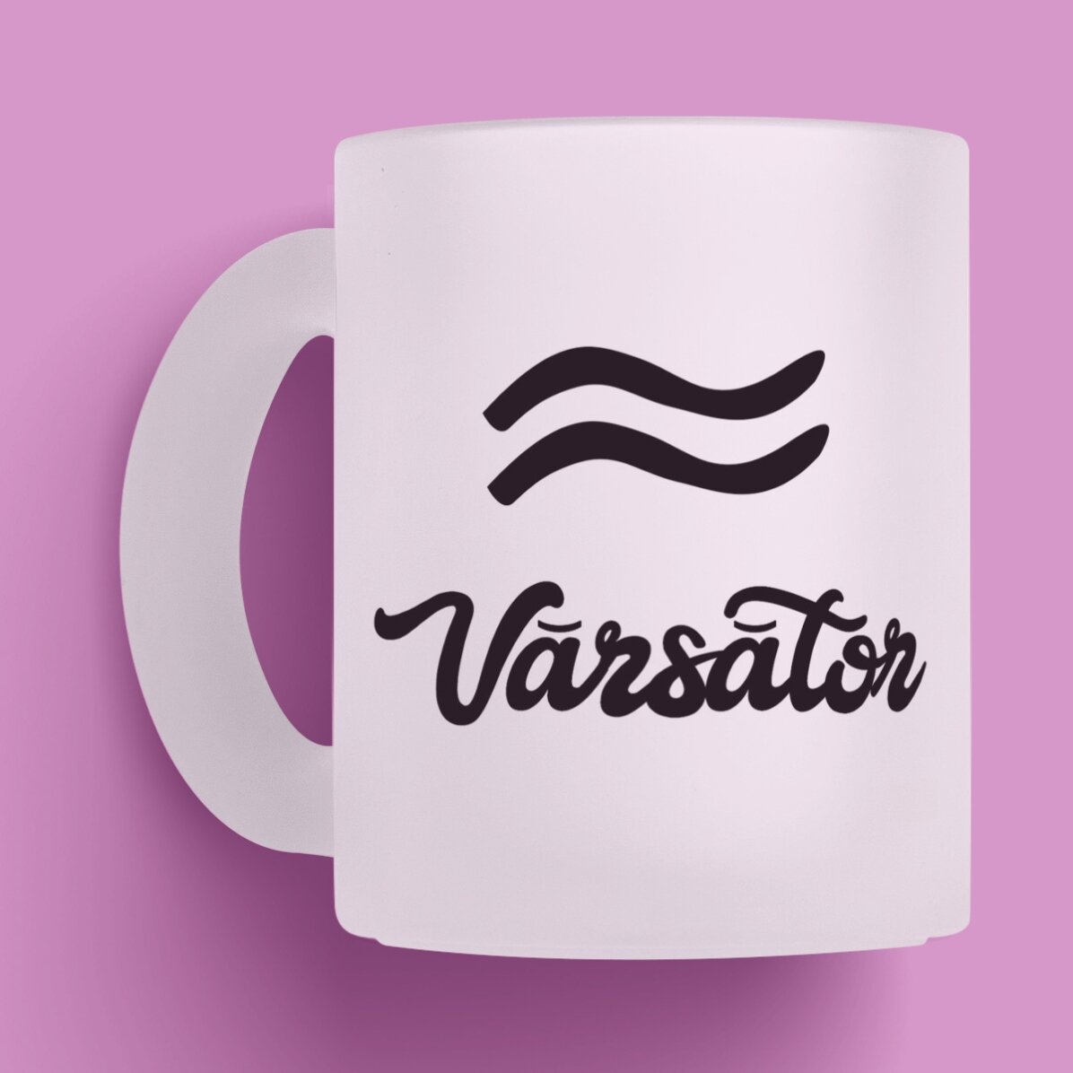 Cană sticlă mată zodiac personalizată cu text - Vărsător