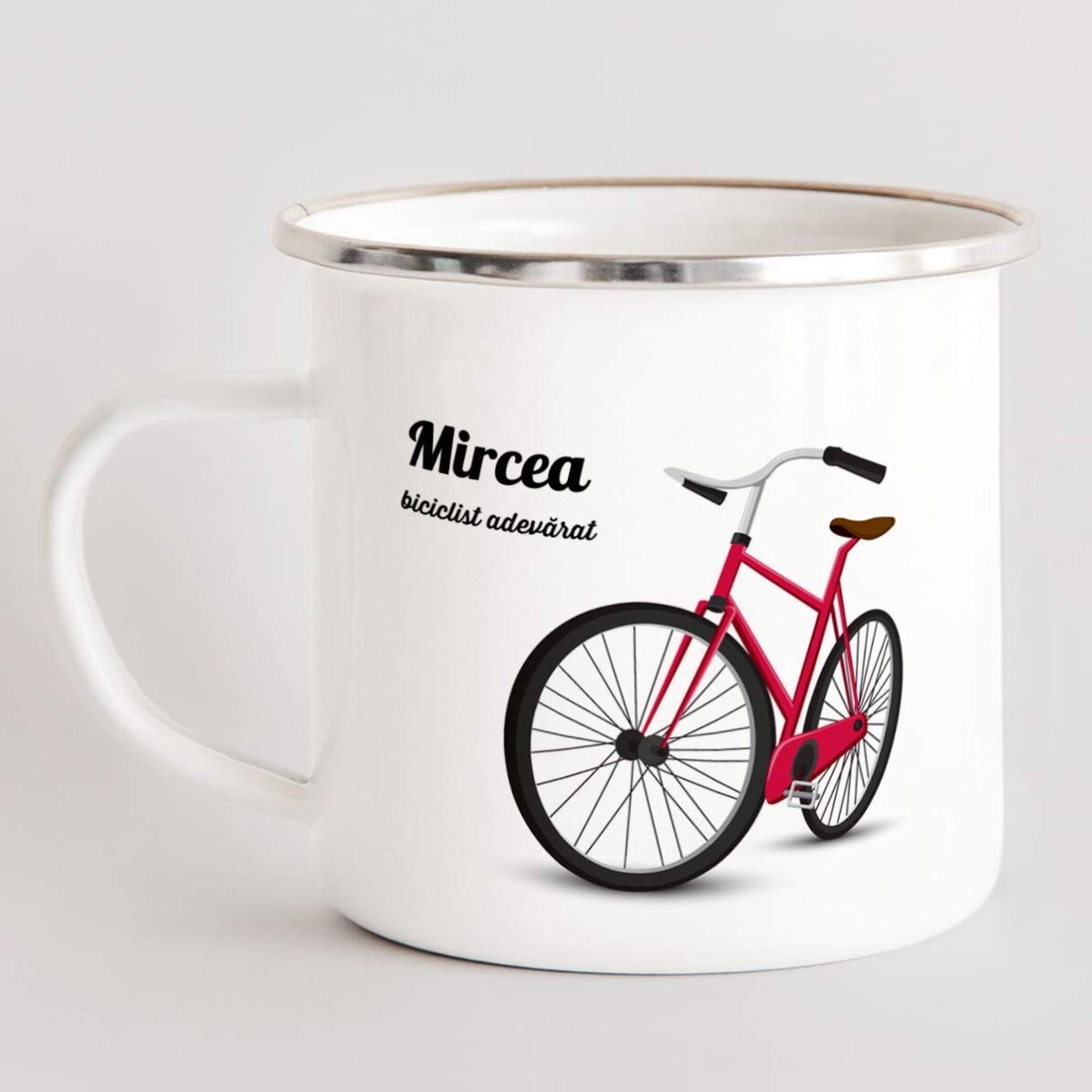 Personalised enamel metal mug - true cyclist