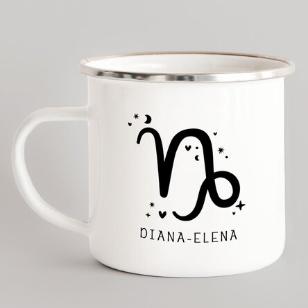 Cană metalică emailată personalizată cu mesaj - Zodia Capricorn
