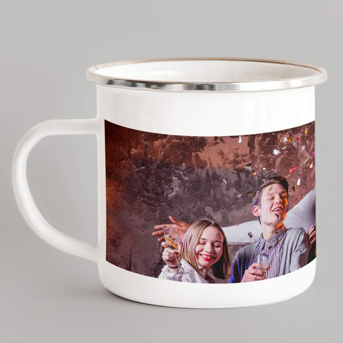 Cană metalică emailată personalizată cu o poză landscape