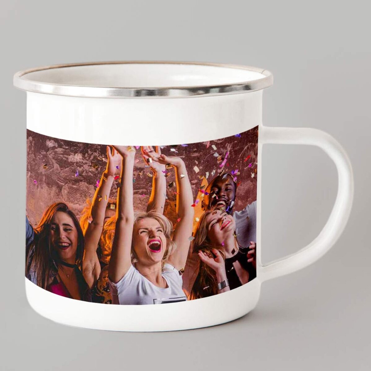 Cană metalică emailată personalizată cu o poză landscape