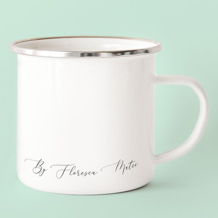 Cană metalică emailată personalizată model cu semnătură