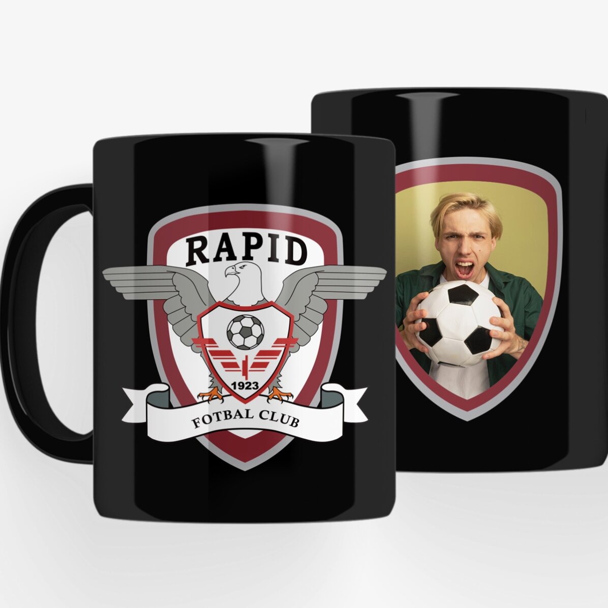 FC Rapid black mug personalised with photo