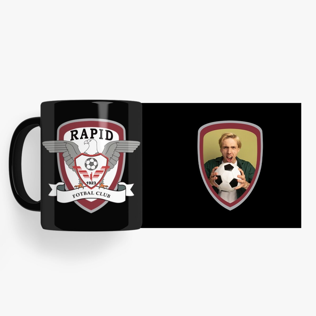 FC Rapid black mug personalised with photo