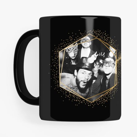 Cană neagră personalizată cu 2 poze