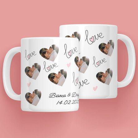 Cană personalizată cu 11 poze și text - Love