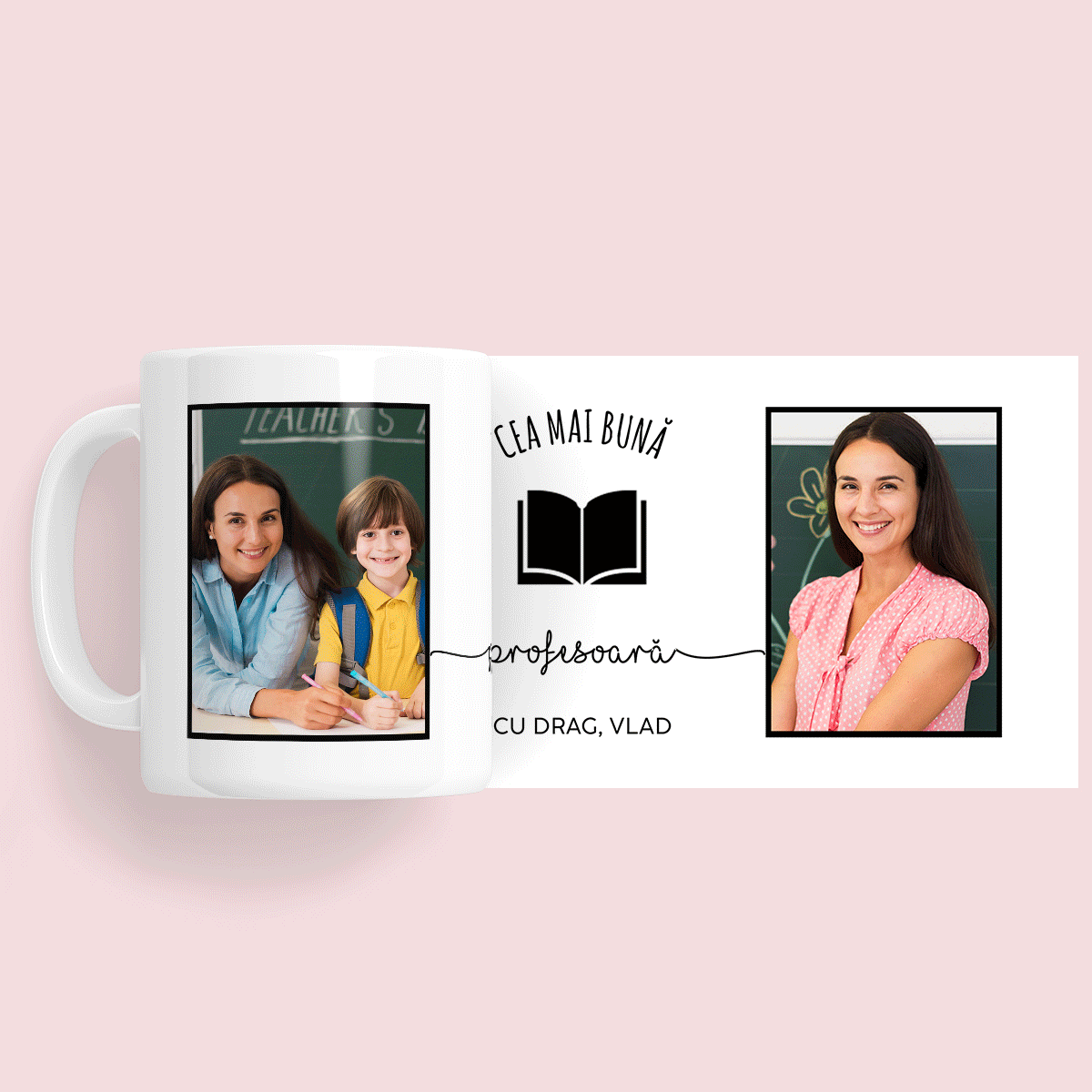 Personalised mug with 2 photos and text