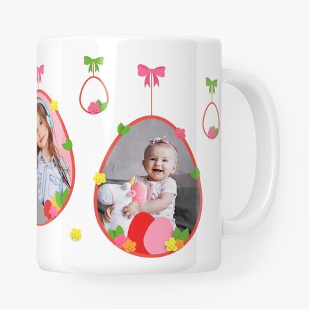 Cană personalizată cu 2 poze și text - Happy Easter