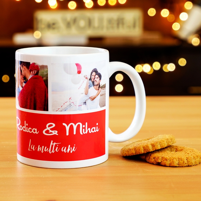 Cană personalizată cu 3 poze și text