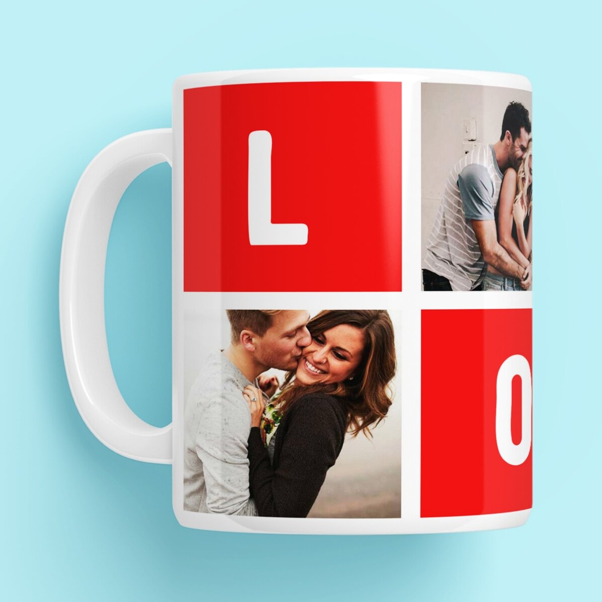 Cană personalizată cu 4 poze love