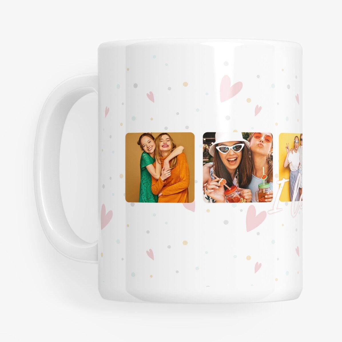 Cană personalizată cu 6 poze pătrate și text I love You - Celebrate love