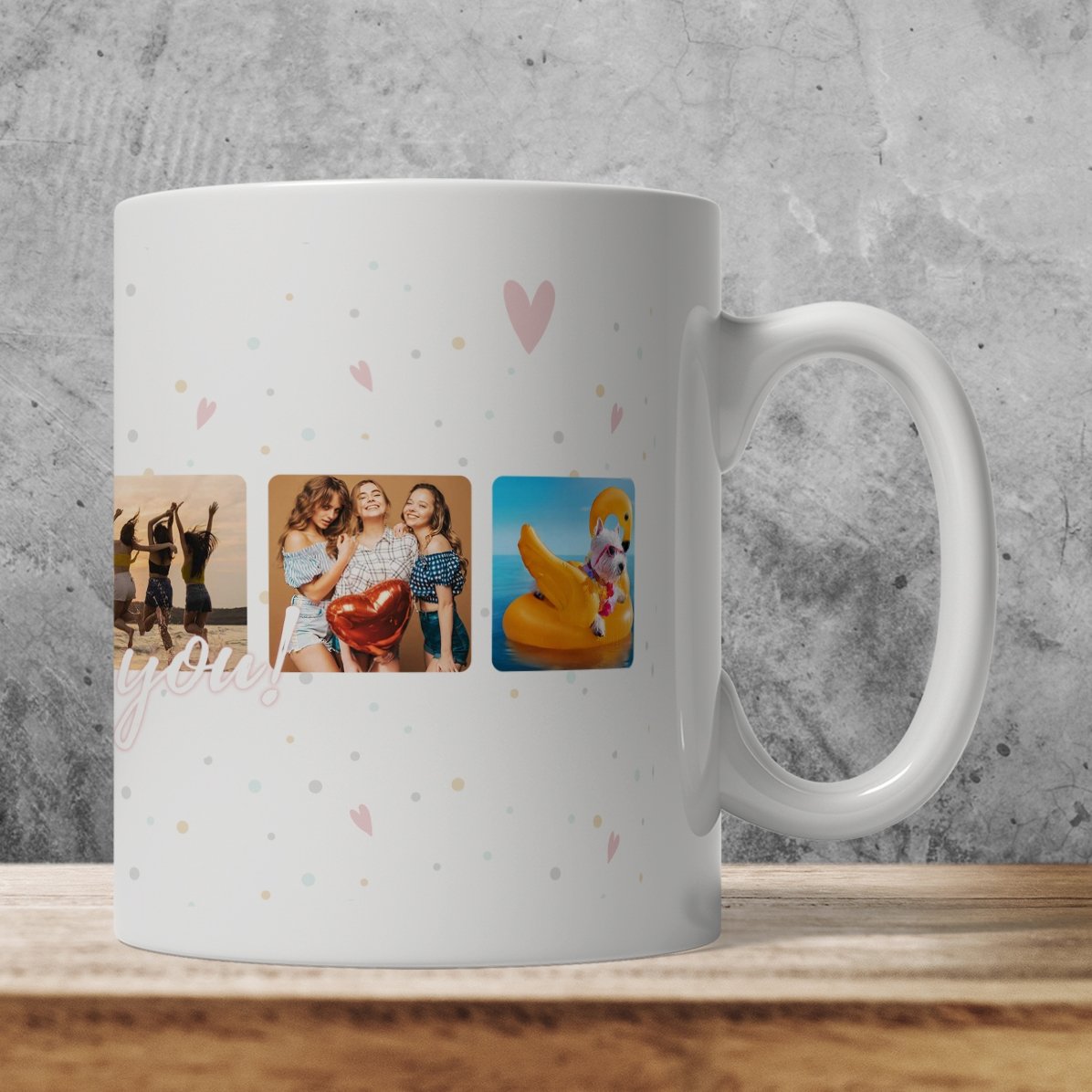 Cană personalizată cu 6 poze pătrate și text I love You - Celebrate love