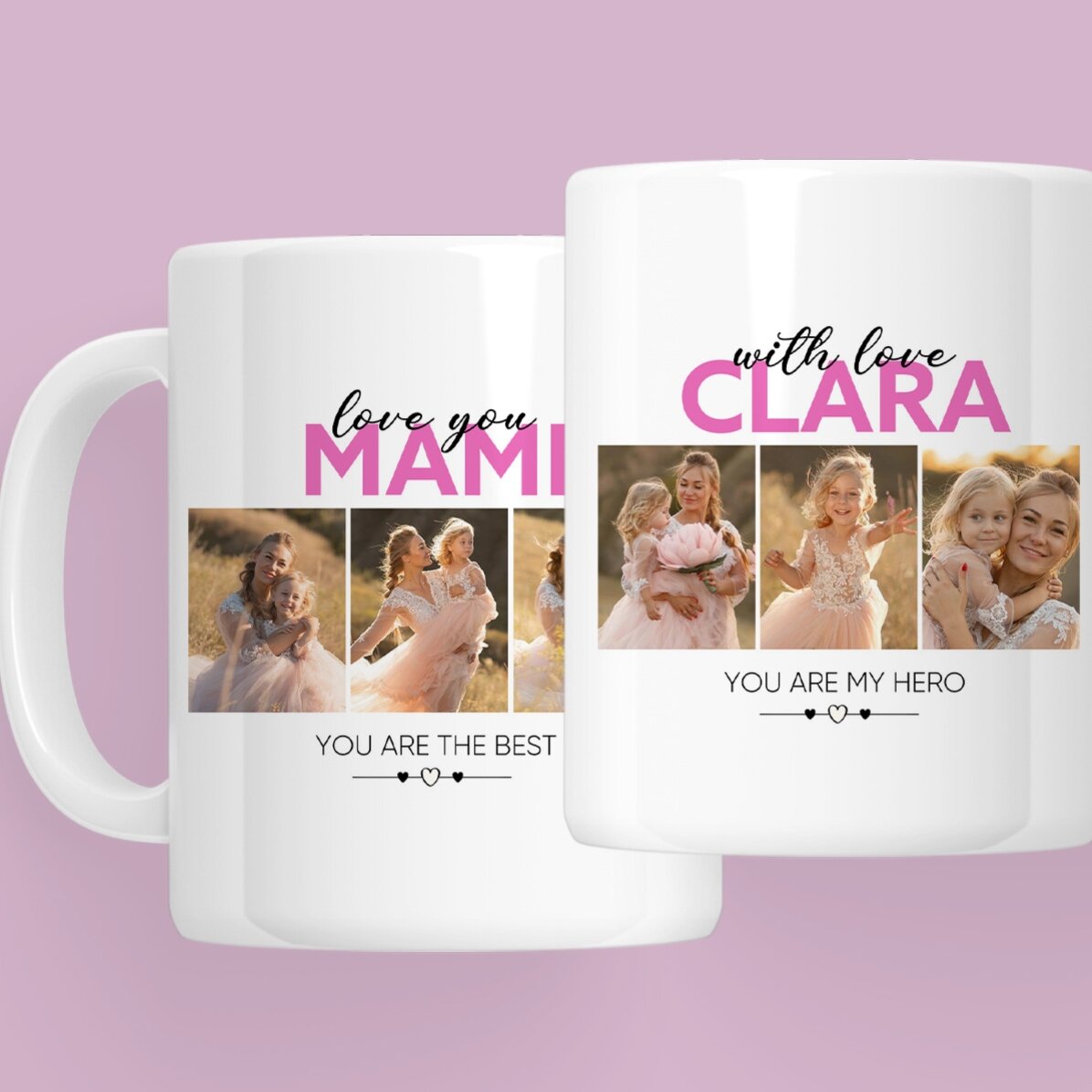 Cană personalizată cu 6 poze și text - With love