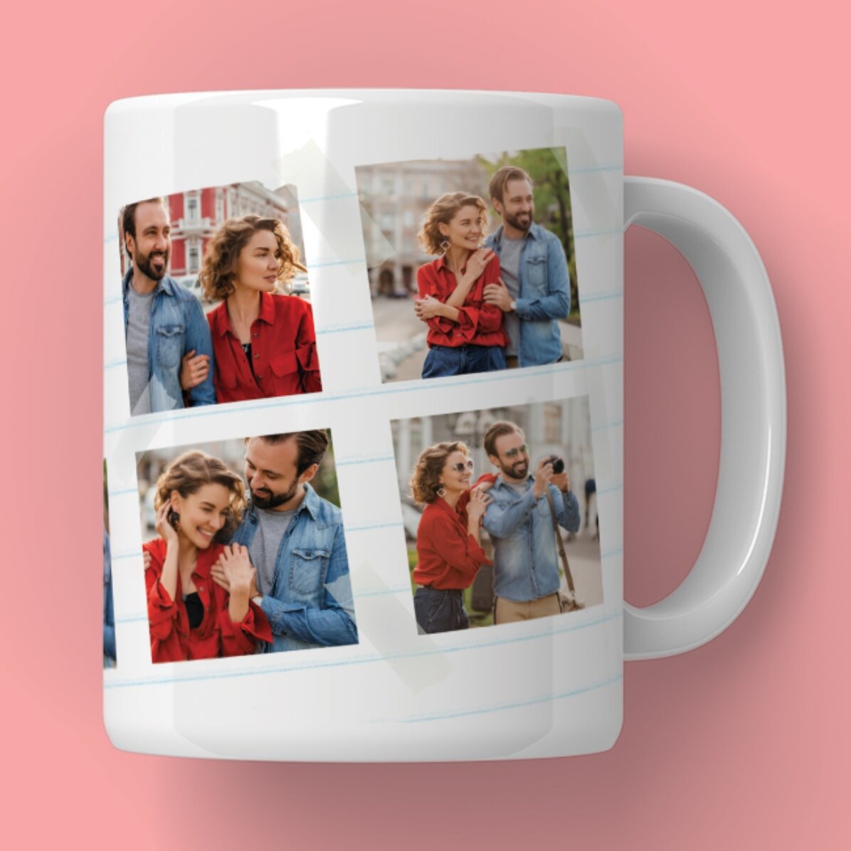 Personalised mug with 6 photos and classic text