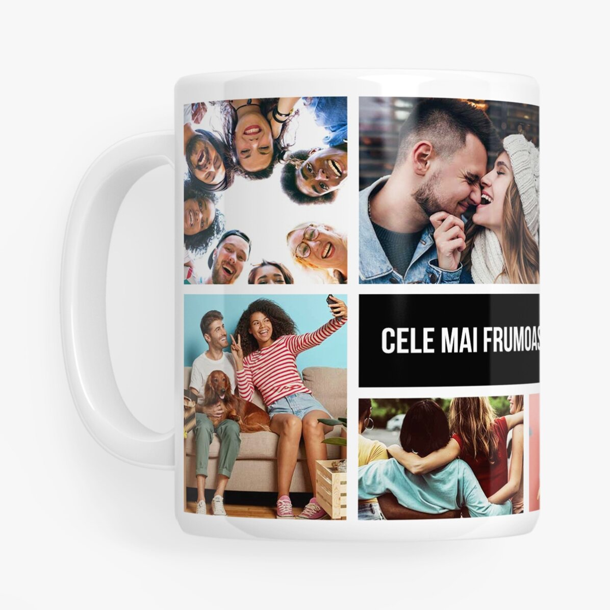 Cană personalizată cu 8 poze și text - Cele mai frumoase amintiri