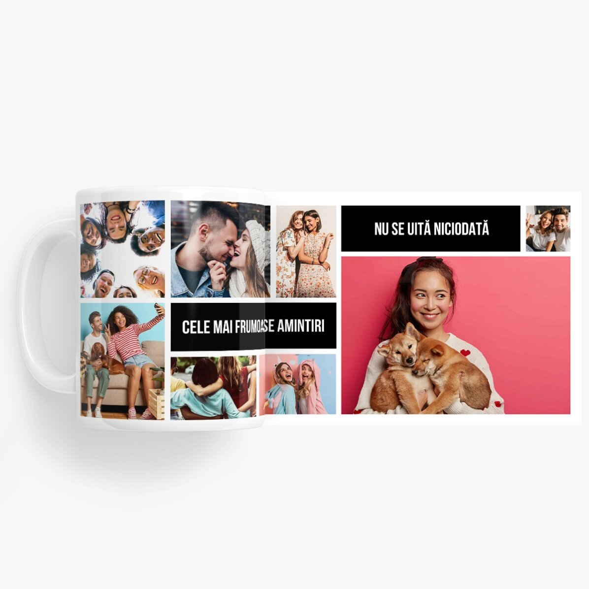 Cană personalizată cu 8 poze și text - Cele mai frumoase amintiri