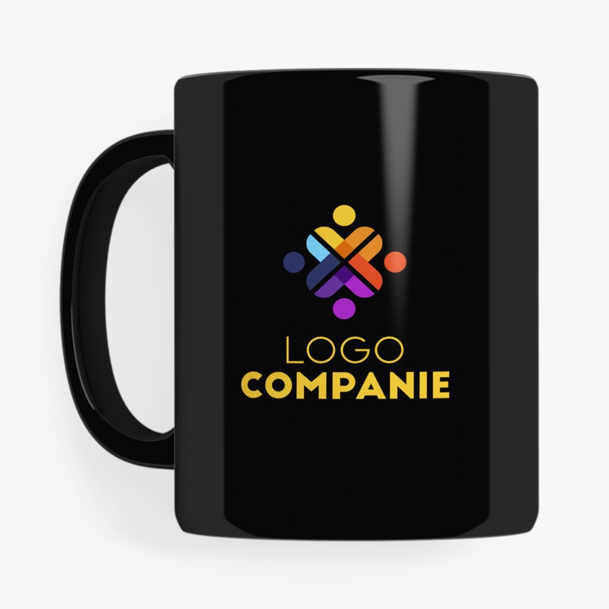 Cană personalizată cu logo pe ambele părți - fundal negru