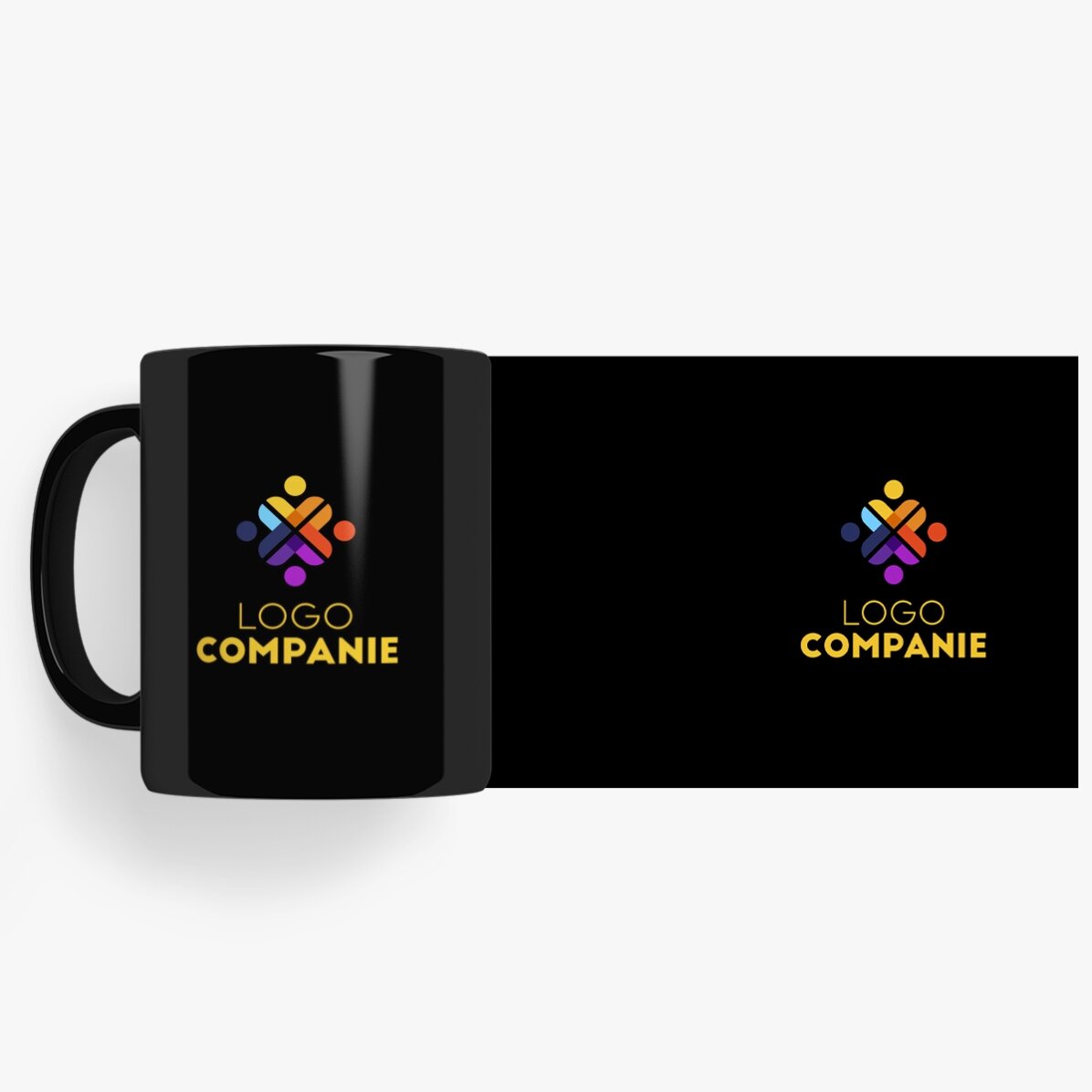 Cană personalizată cu logo pe ambele părți - fundal negru