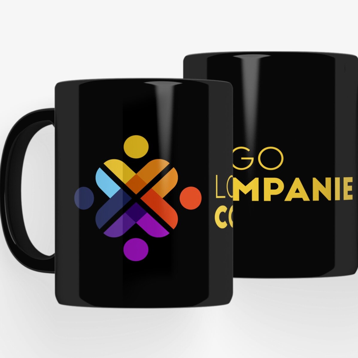 Cană personalizată cu logo pe fundal negru