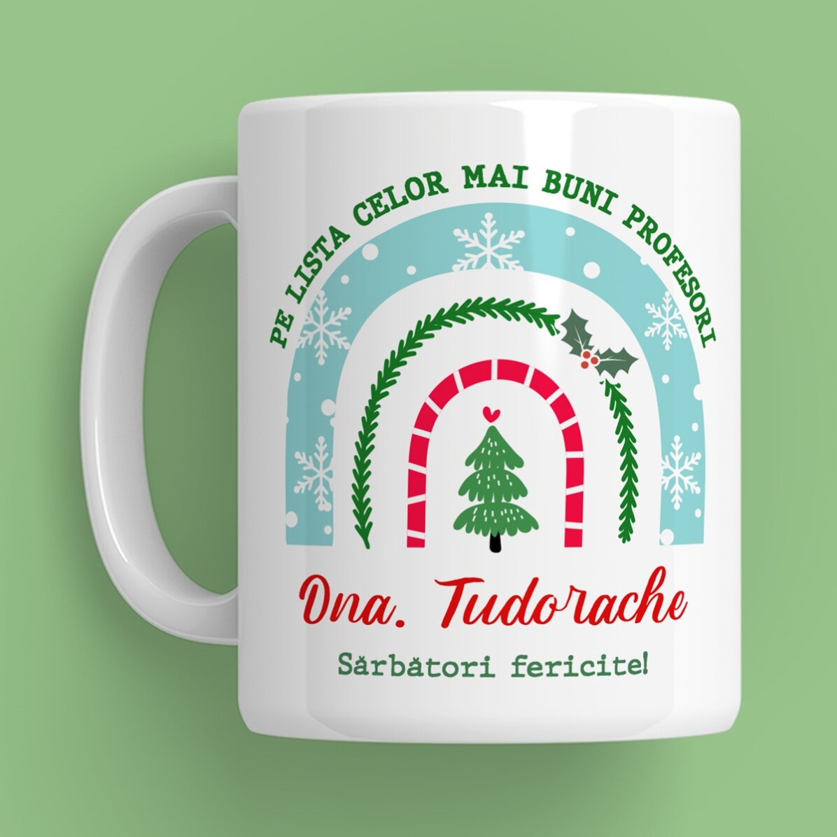 Cană personalizată cu mesaj pentru profesori - Crăciun