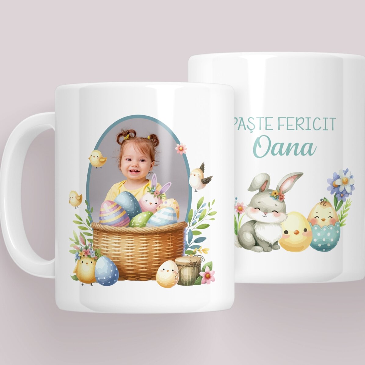 Cană personalizată cu mesaj și poză - Iepuraș