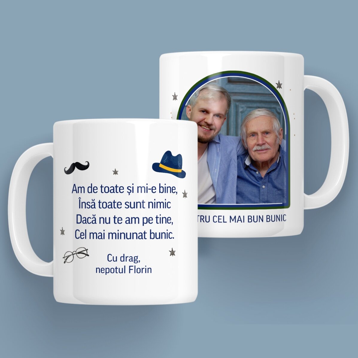 Cană personalizată cu mesaj și poză pentru bunic x Flick