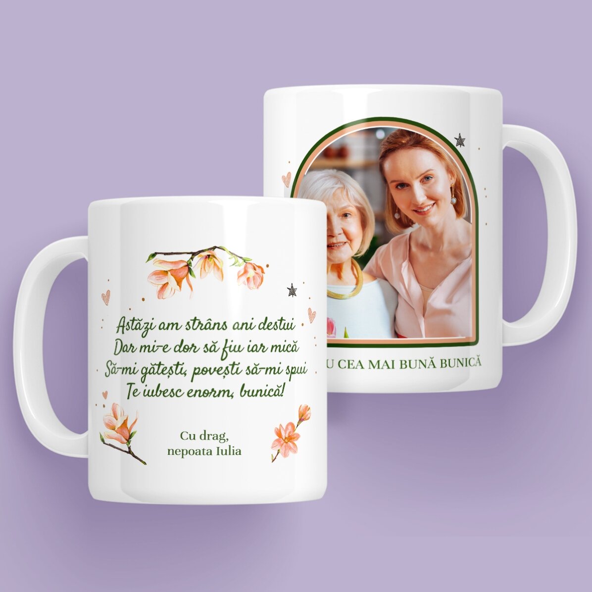 Cană personalizată cu mesaj și poză pentru bunica x Flick