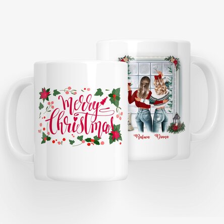 Cană personalizată cu nume pentru prieteni - Merry Christmas