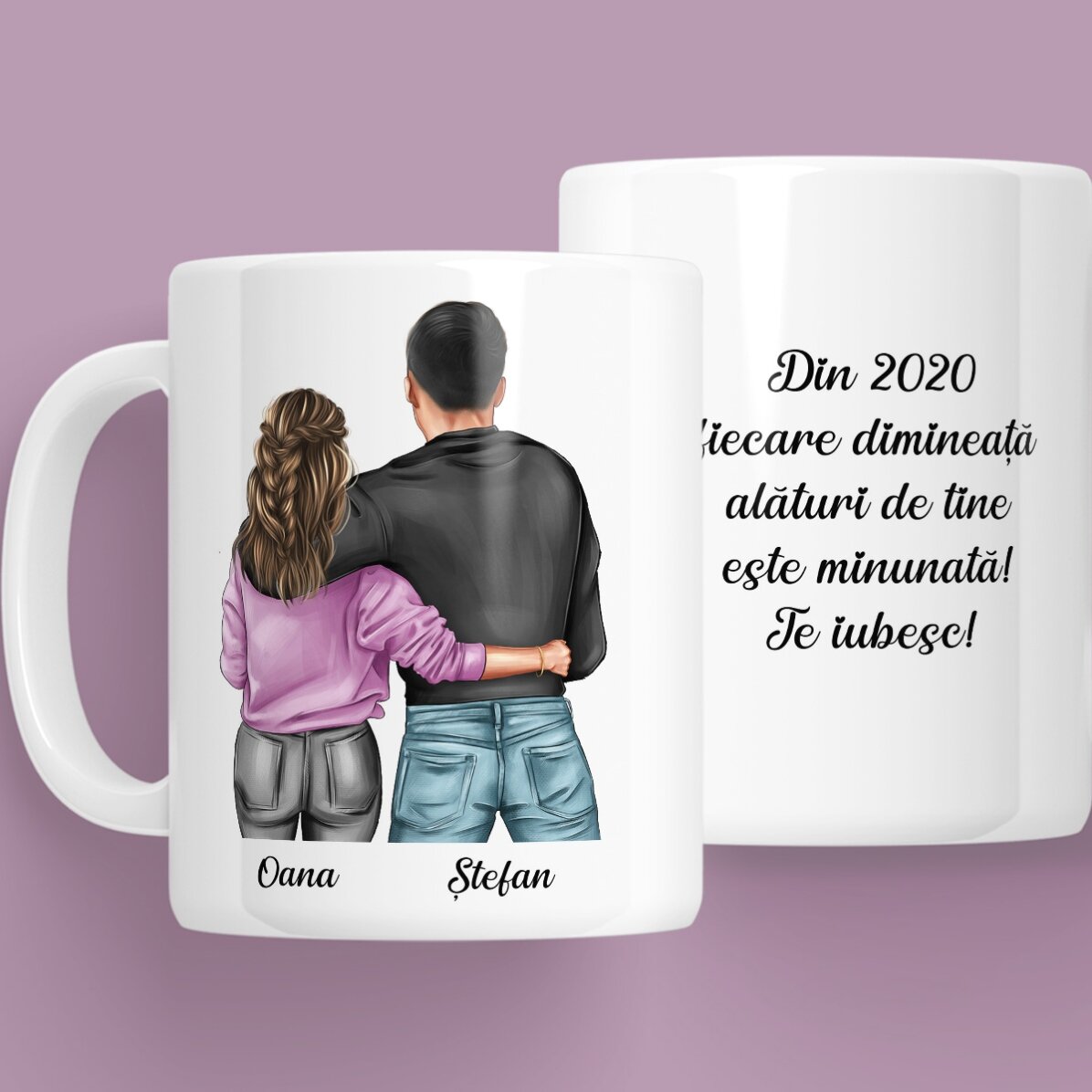 Cană personalizată cu nume și mesaj - Cuplu