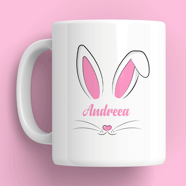 Cană personalizată cu nume și text - Bunny ears