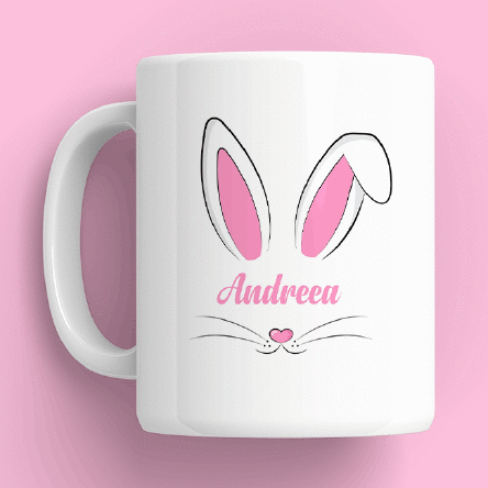 Cană personalizată cu nume și text - Bunny ears