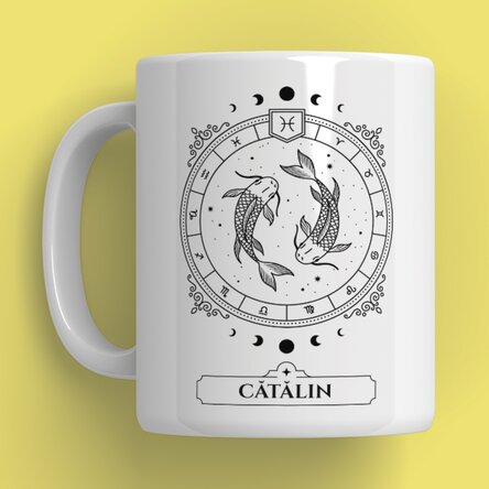 Cană personalizată cu nume și zodie - Pești