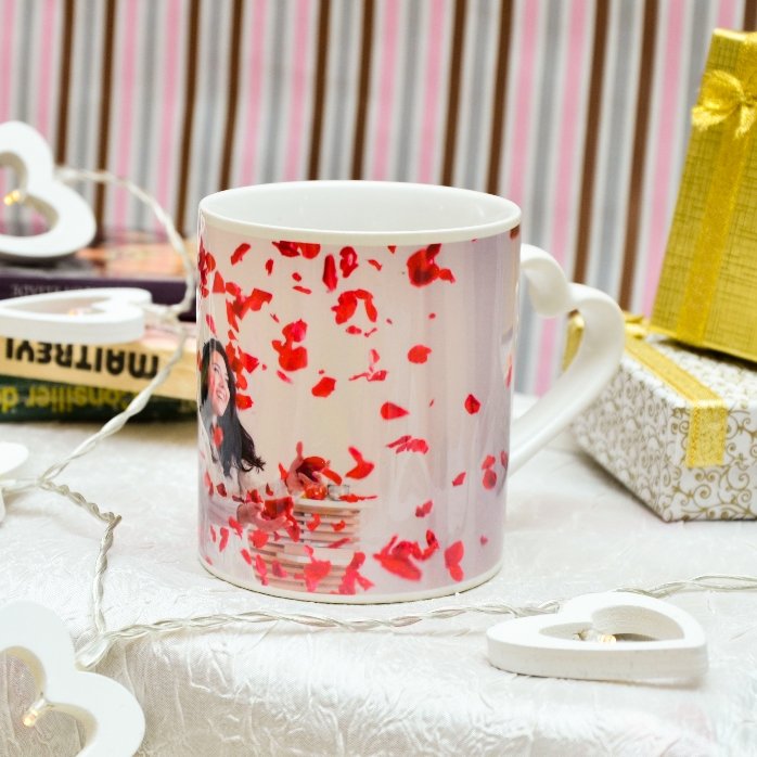 Cană personalizată cu o poză landscape  - model toartă în formă de inimă