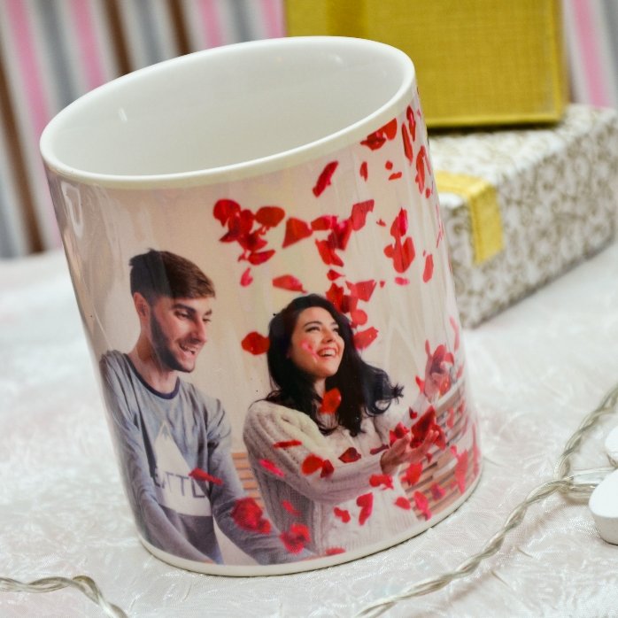 Cană personalizată cu o poză landscape  - model toartă în formă de inimă