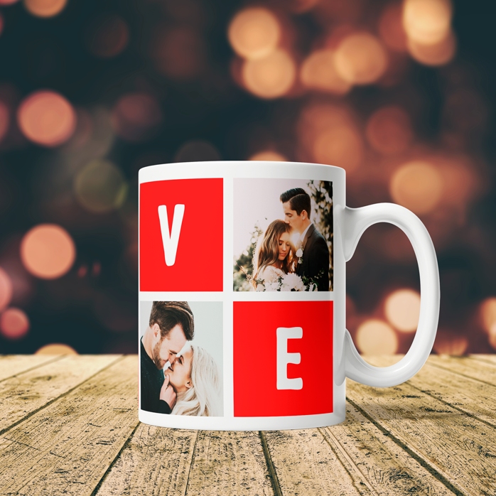 Cană personalizată cu 4 poze love