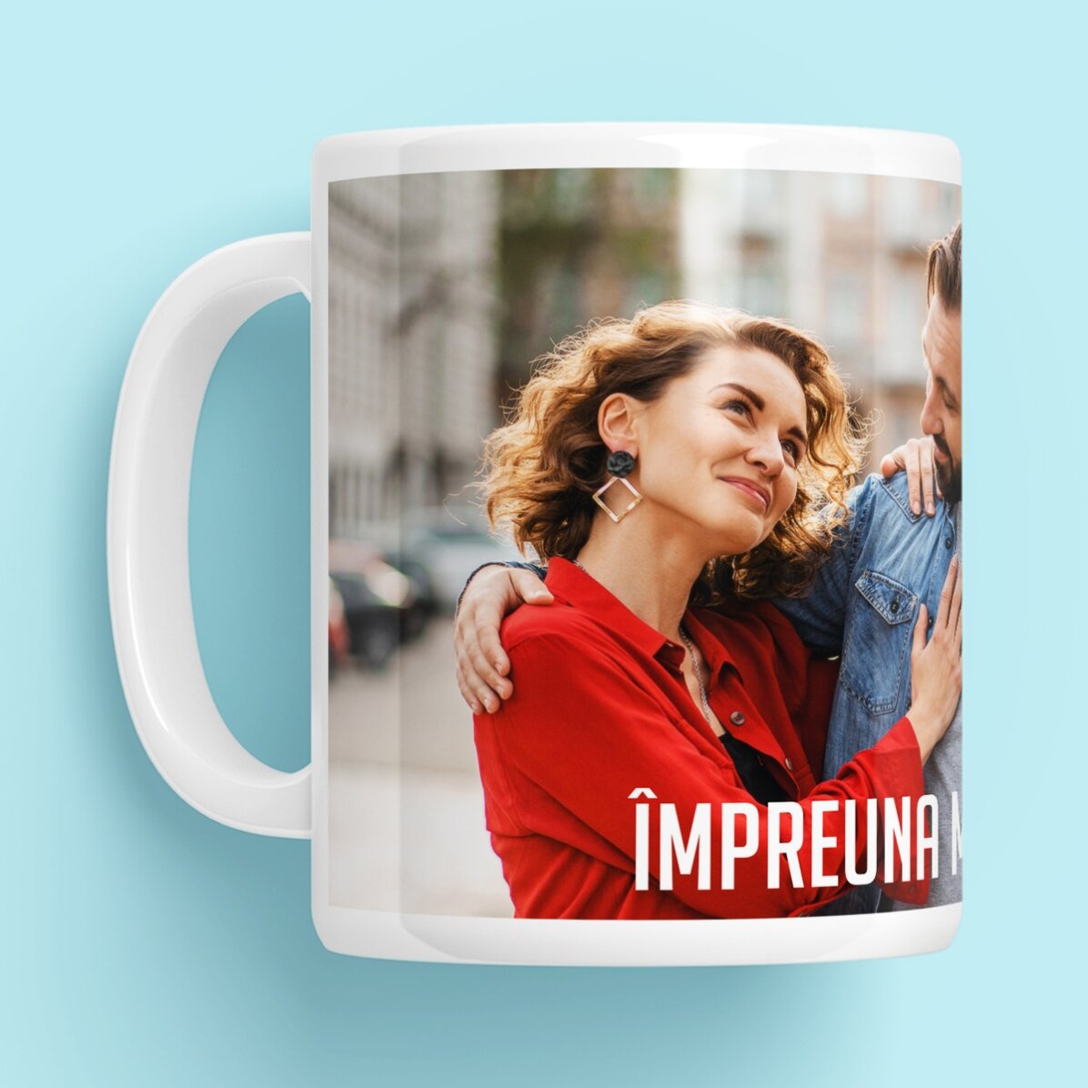 Cană personalizată cu o poză landscape și text