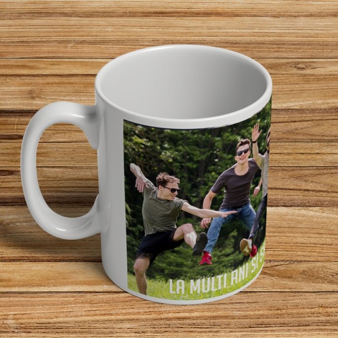 Cană personalizată cu o poză landscape și text