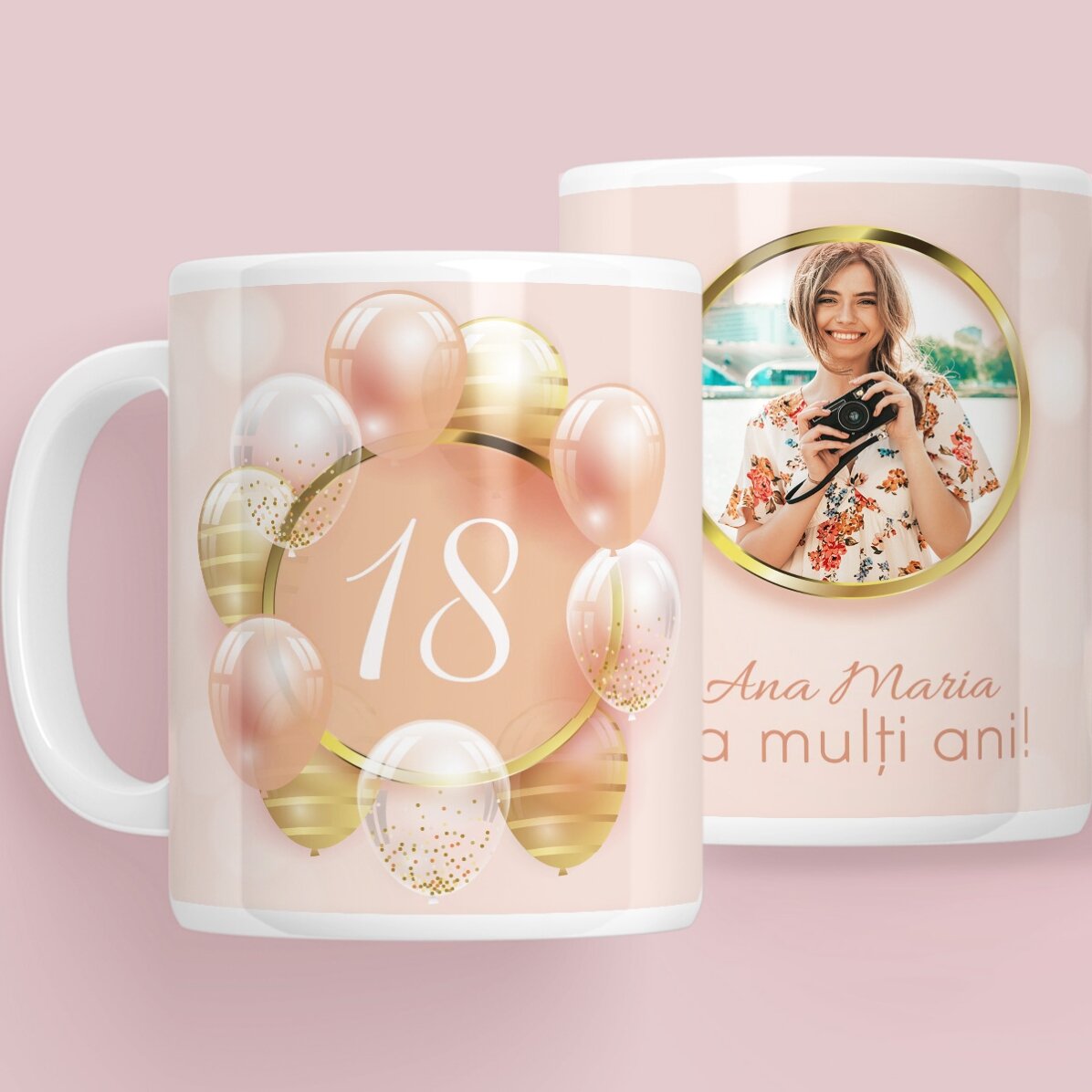 Cană personalizată cu o poză și text - Majorat