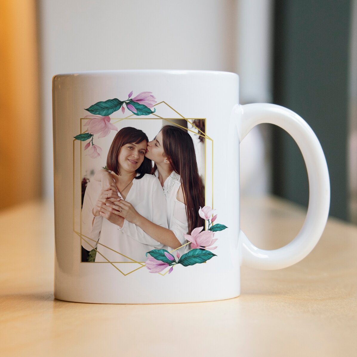 Cană personalizată cu o poză și text - Mulțumesc, mamă!