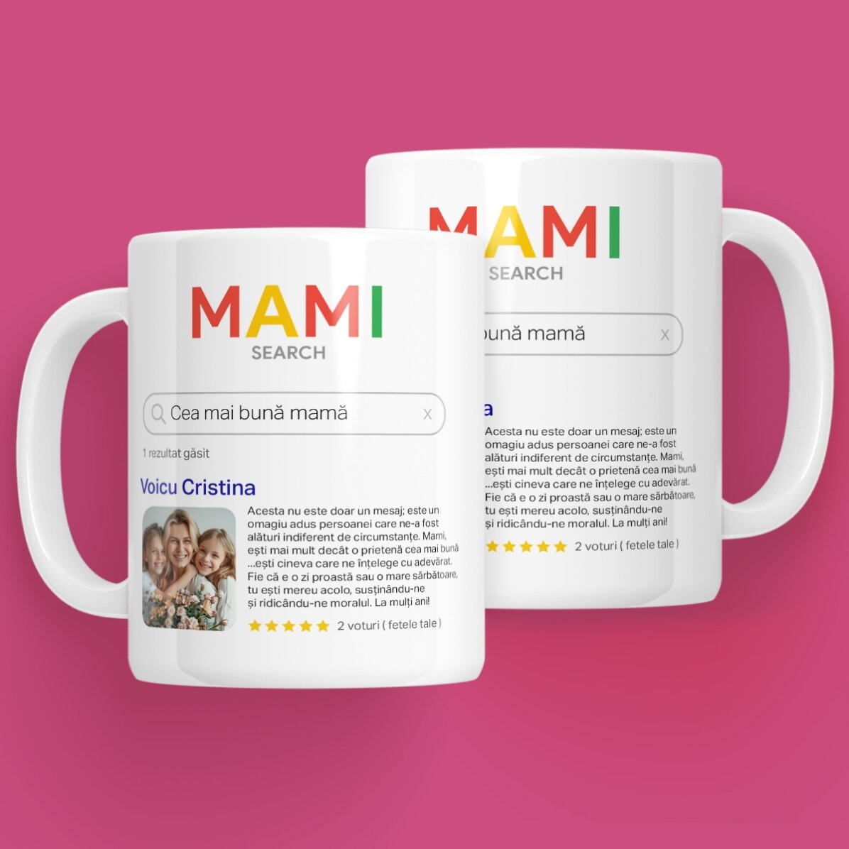 Personalised mug with a photo and text - Search