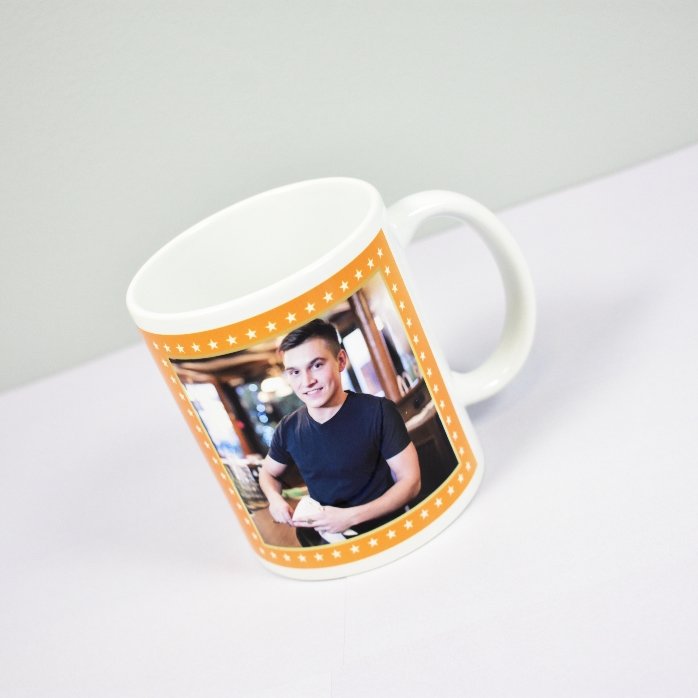 Cană personalizată cu o poză - Steaua Recunoștinței, fundal portocaliu