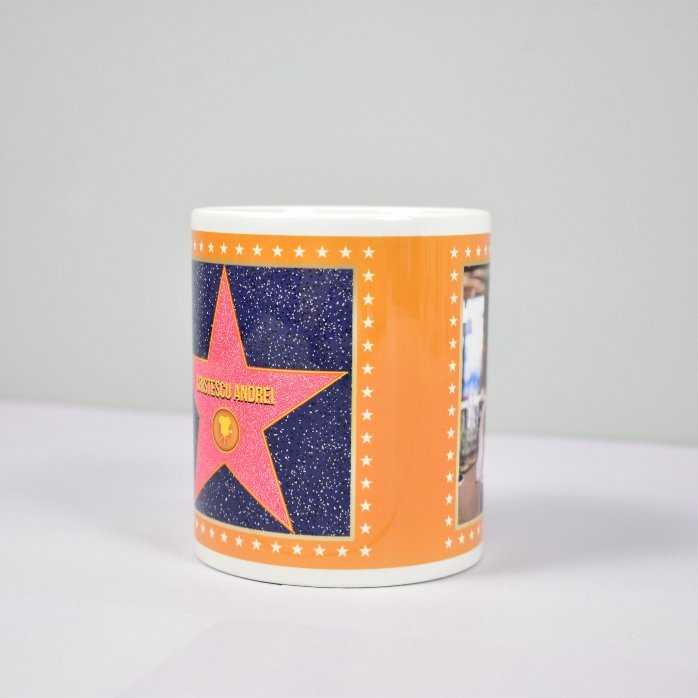 Cană personalizată cu o poză - Steaua Recunoștinței, fundal portocaliu