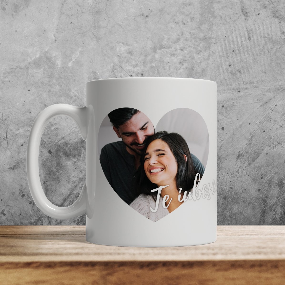 Personalised mug with heart-shaped photo - I love you!