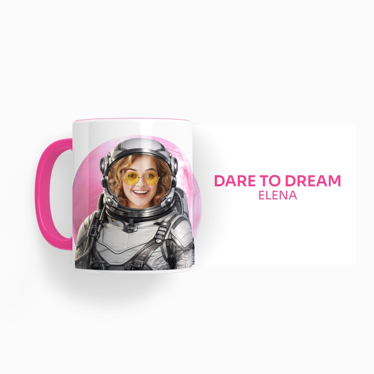 Personalised mug with photo and text - Dare to Dream - Choose your planet