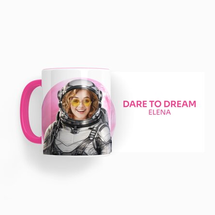 Personalised mug with photo and text - Dare to Dream - Choose your planet